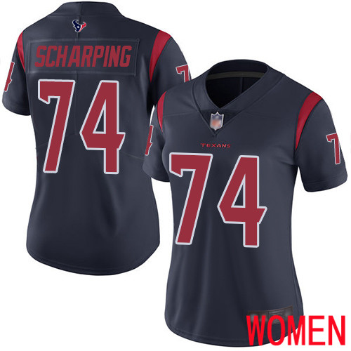 Houston Texans Limited Navy Blue Women Max Scharping Jersey NFL Football #74 Rush Vapor Untouchable->women nfl jersey->Women Jersey